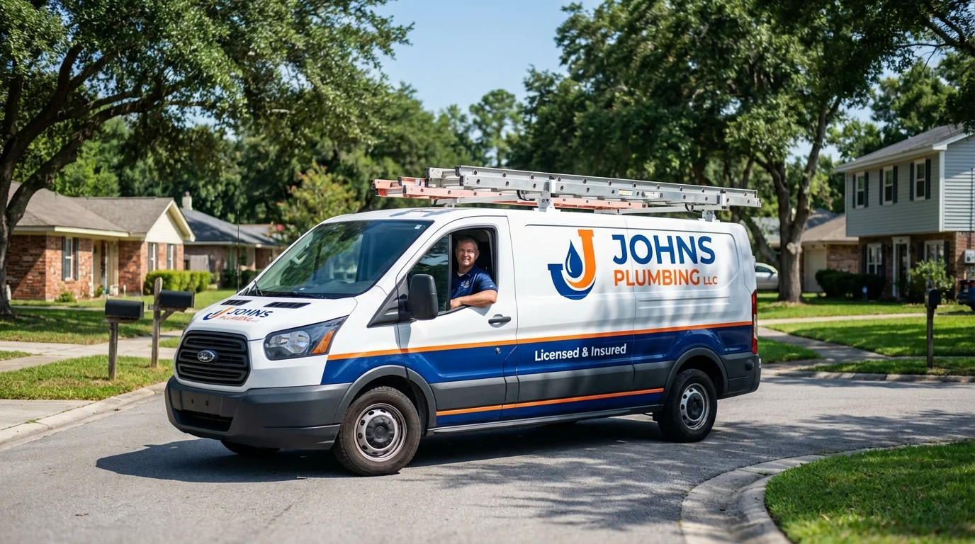 Johns Plumbing LLC service van in Balsam Lake, WI