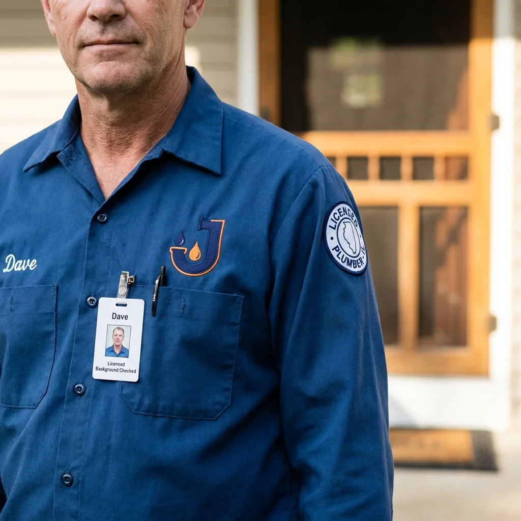 Licensed plumber showing ID badge in Balsam Lake, WI