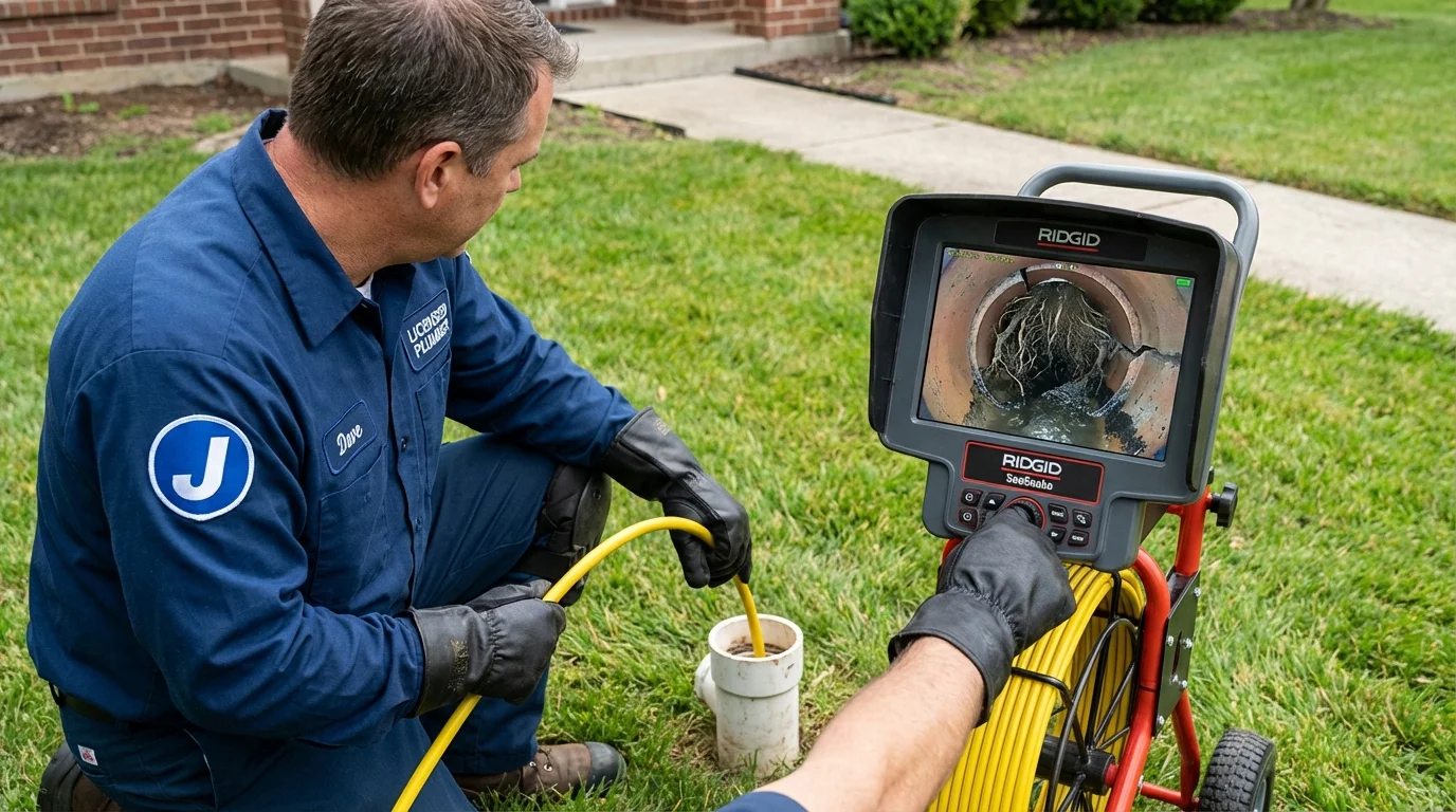 Sewer camera inspection being performed by Johns Plumbing LLC in Balsam Lake